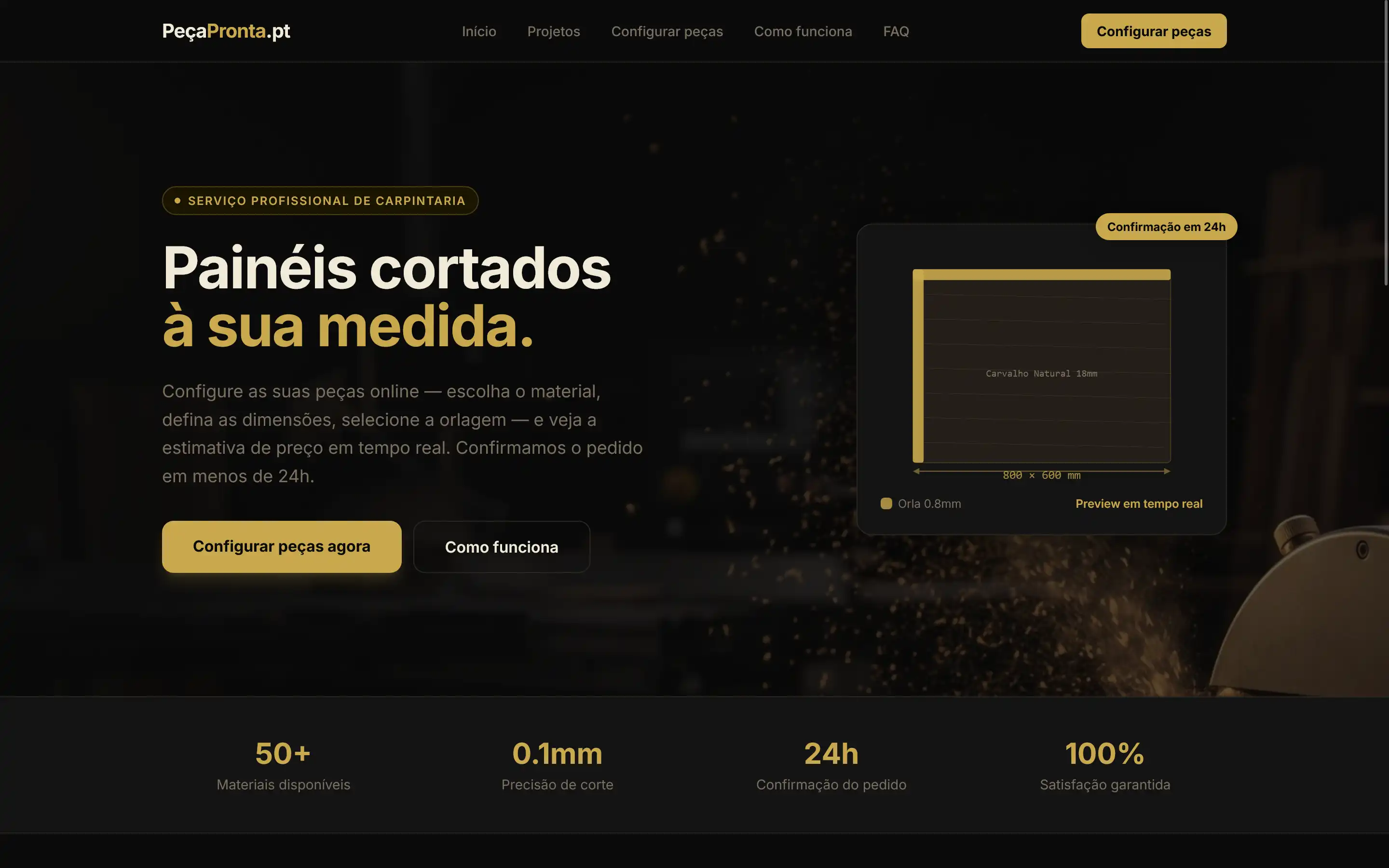 Captura de ecrã do site PeçaPronta.pt