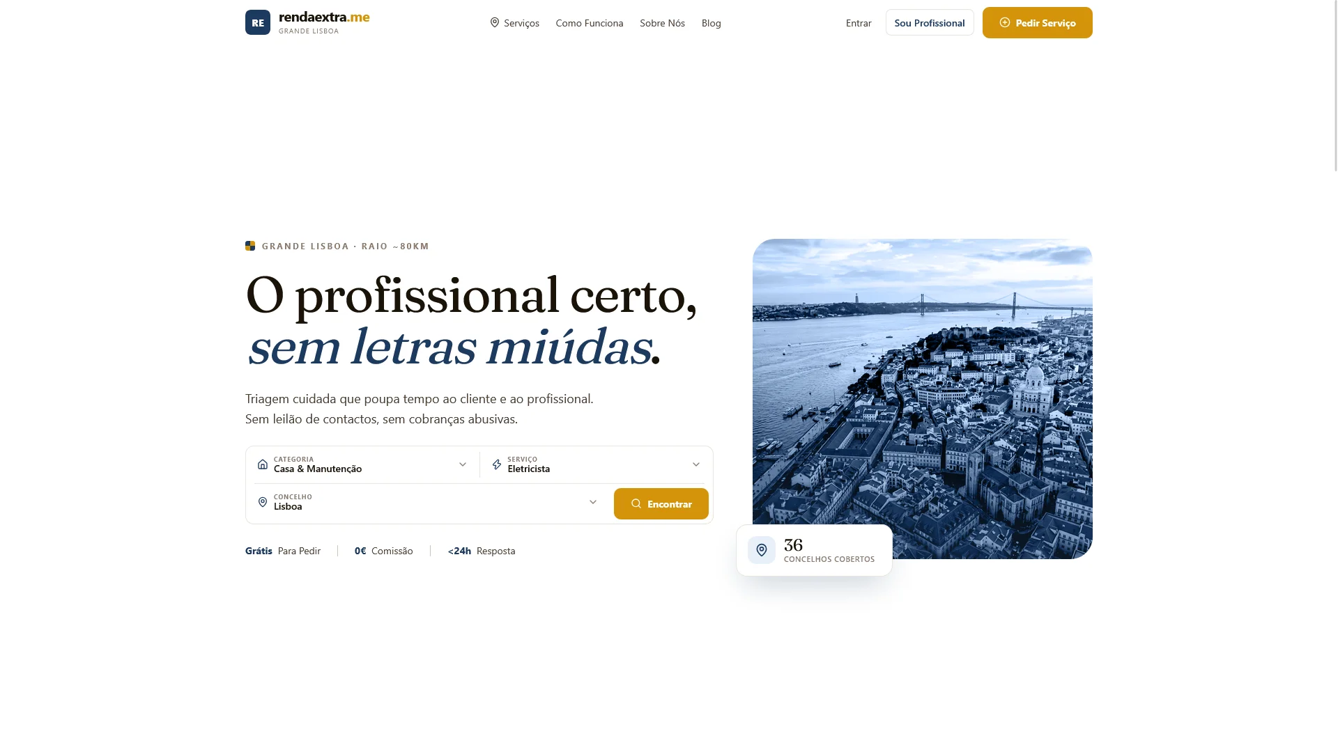 Captura de ecrã do site rendaextra.me